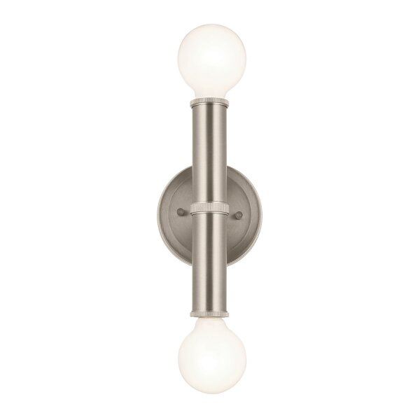 Wandlampe Bad 24,8 cm hoch IP44 Metall in Nickel 2x E27