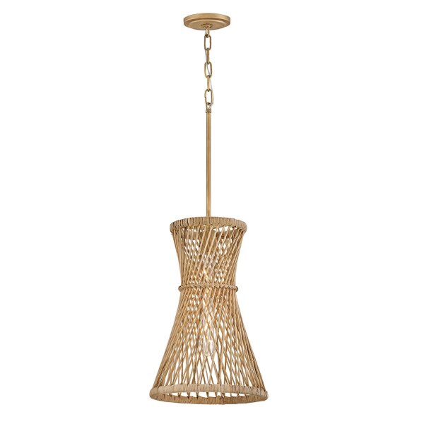 Hängeleuchte Rattan Ø 30,5 cm in Gold brüniert E27 JARLAN