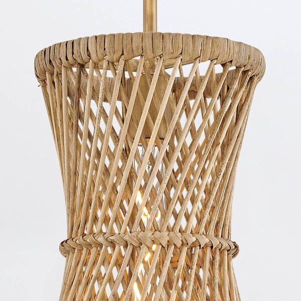 Hängeleuchte Rattan Ø 30,5 cm in Gold brüniert E27 JARLAN
