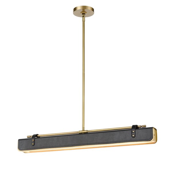 Hängelampe LED 80 cm breit Metall Kunstleder verstellbar