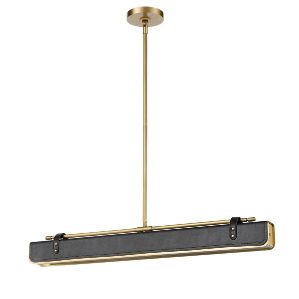 Hängelampe LED 80 cm breit Metall Kunstleder verstellbar