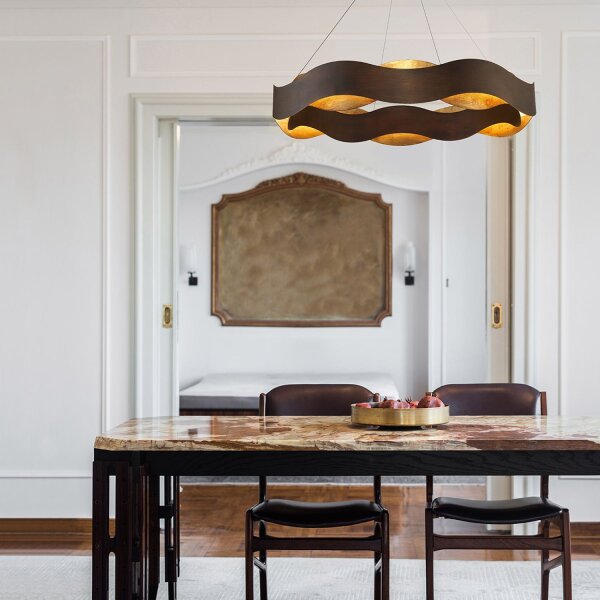 LED Pendelleuchte Modern rund Ø 85 cm in Bronze Gold