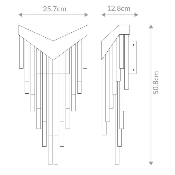 LED Wandlampe Schwarz H: 50,8 cm 3000 K dekorativ