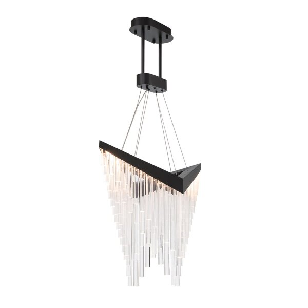 Hängelampe LED B: 81 cm Schwarz 3000 K Metall Acrylkristalle