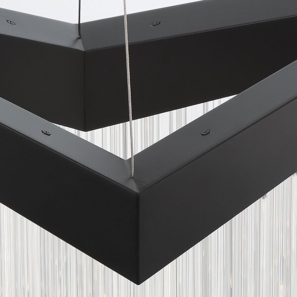 Hängelampe LED B: 81 cm Schwarz 3000 K Metall Acrylkristalle
