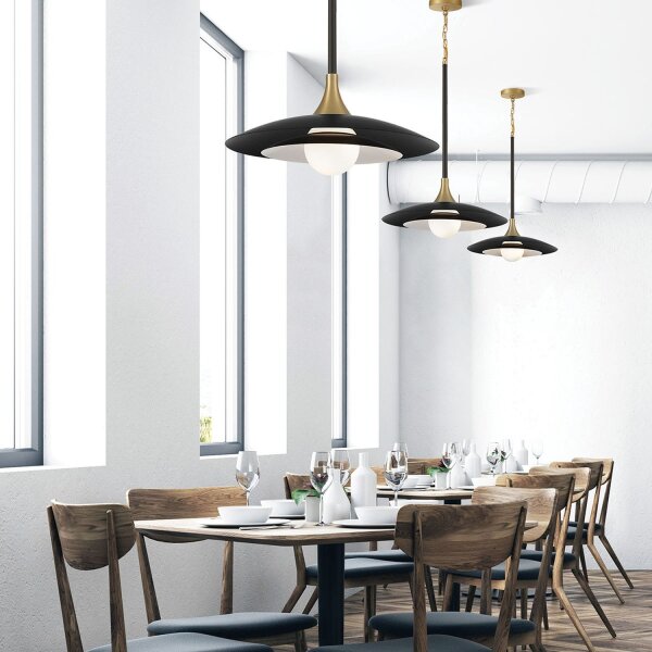 LED Hängelampe Schwarz Gold Ø 46 cm Retro 3000K Stahl Glas