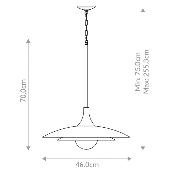 Hängelampe LED Metall Glas 46 cm breit H: max. 255,3 cm