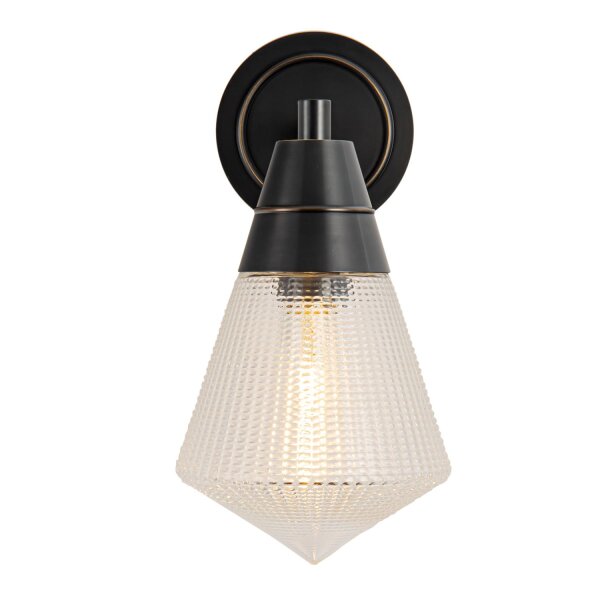 Wandlampe Art Déco H: 29,5 cm Metall Glas E27 in Bronze Antik