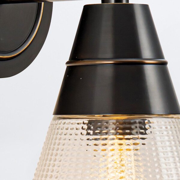 Wandlampe Art Déco H: 29,5 cm Metall Glas E27 in Bronze Antik
