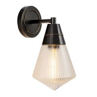 Wandlampe Art Déco H: 29,5 cm Metall Glas E27 in...