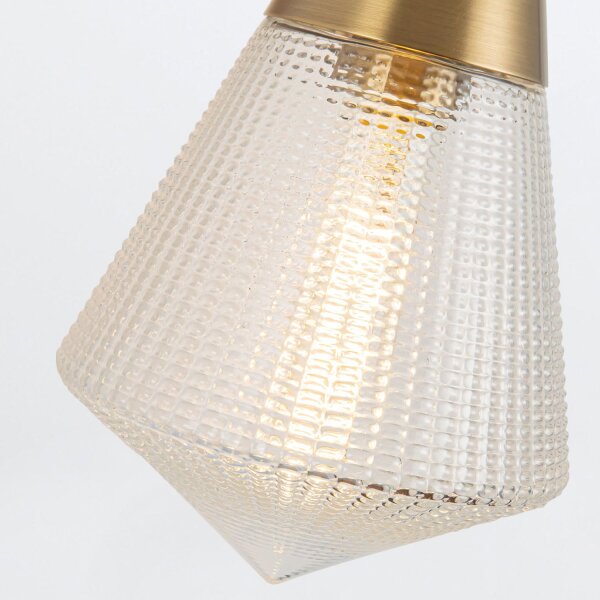 Wandlampe Metall Glas 29,5 cm hoch in Messing Antik E27