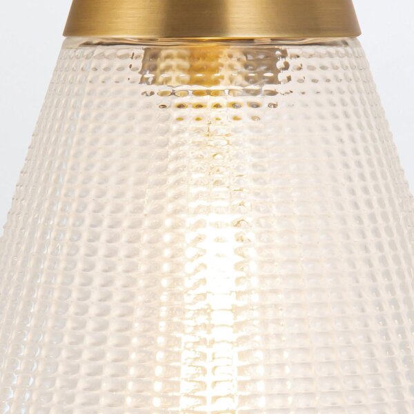 Wandlampe Metall Glas 29,5 cm hoch in Messing Antik E27