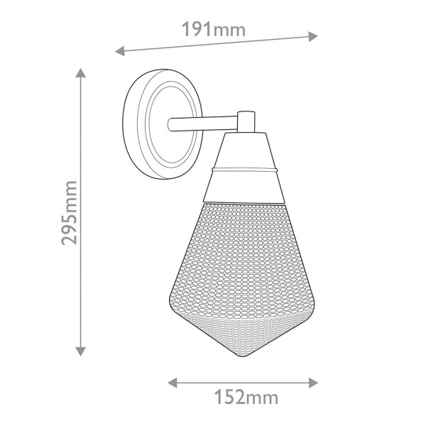 Wandlampe Metall Glas 29,5 cm hoch in Messing Antik E27
