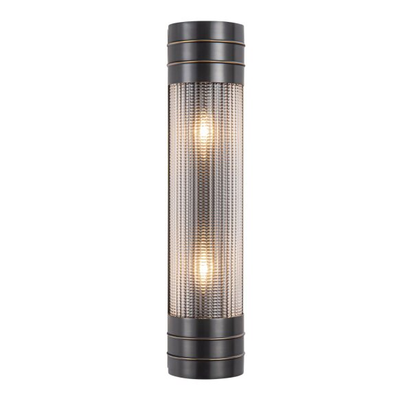 Wandlampe Metall Glas 46,7 cm hoch 2x E27 in Bronze Antik