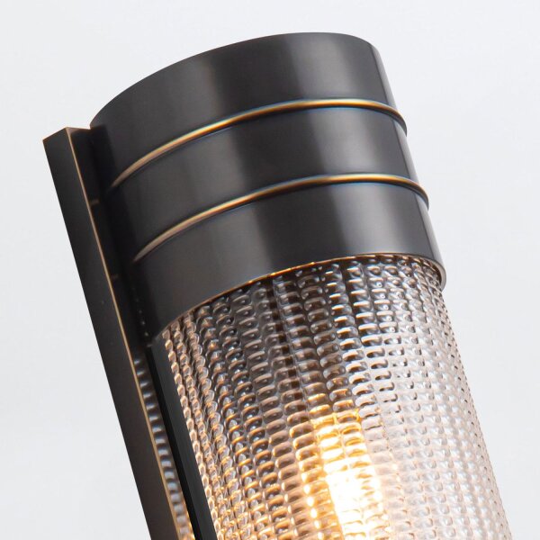 Wandlampe Metall Glas 46,7 cm hoch 2x E27 in Bronze Antik