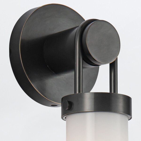 Wandleuchte Metall Glas E27 H: 40 cm in Bronze Antik