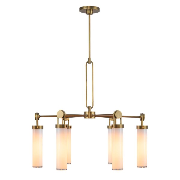 Pendelleuchte Messing Antik Weiß B: 81,6 cm E27 Metall Glas