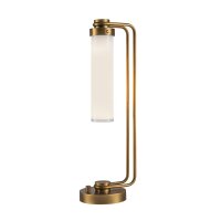 Tischlampe Metall Glas 56,5 cm E27 Messing Antik Wei&szlig;