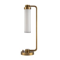 Tischlampe Metall Glas 56,5 cm E27 Messing Antik Weiß