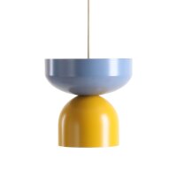 Pendelleuchte Blau Gelb B:30 cm E27 blendarm elegant