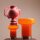 Tischlampe Glas Orange H:29 cm klein E14 wohnlich rund