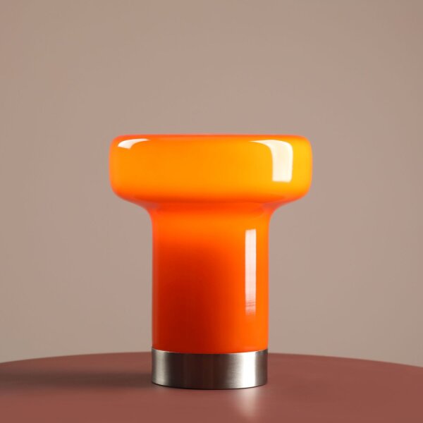 Tischleuchte Glas Orange H:19 cm E14 gemütlich rund
