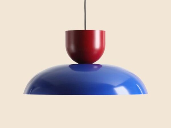 Pendelleuchte Rot Blau Metall B:47 cm E27 wohnlich rund