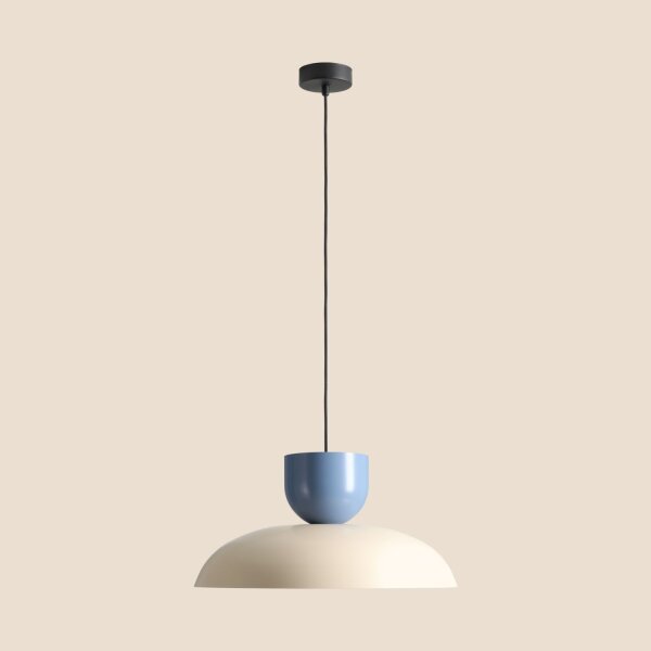 Hängelampe Blau Creme Metall rund B:47 cm E27 wohnlich