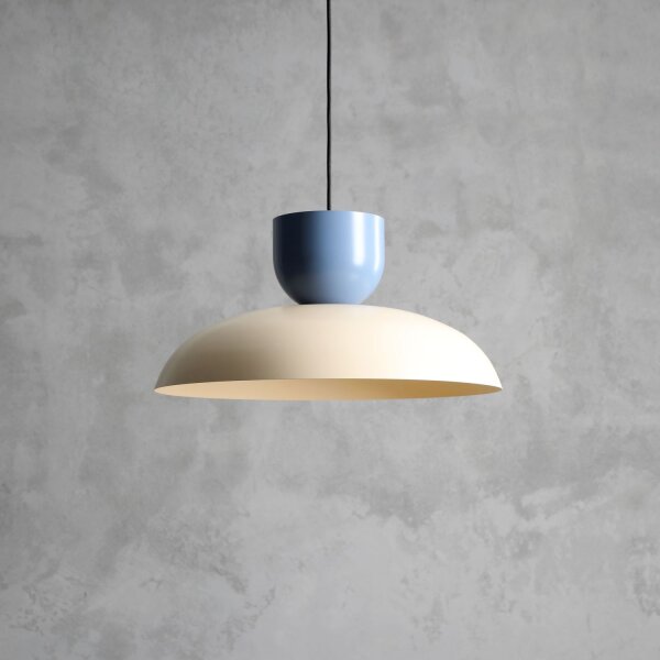 Hängelampe Blau Creme Metall rund B:47 cm E27 wohnlich