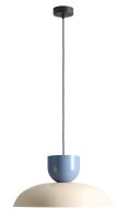 Hängelampe Blau Creme Metall rund B:47 cm E27 wohnlich