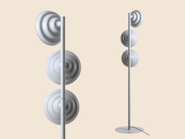 Stehleuchte Glas Metall Blaugrau H:148 cm G9 3-flammig