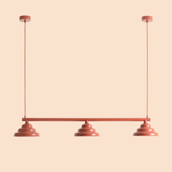 Pendelleuchte Metall Glas Rot L:106 cm G9 elegant