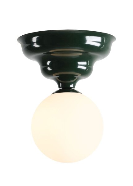 Deckenleuchte Metall Glas Grün Ø17 cm rund E27 stilvoll