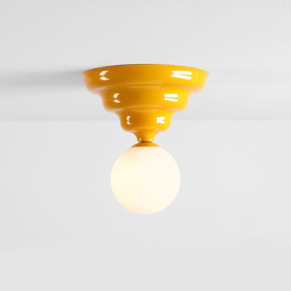 Deckenlampe Glas Metall Gelb Ø23 cm rund E27 dekorativ