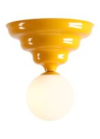 Deckenlampe Glas Metall Gelb Ø23 cm rund E27...