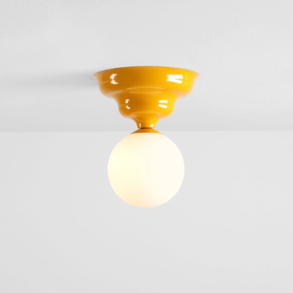 Deckenleuchte Glas Metall Gelb Ø17 cm rund E27 stilvoll