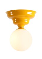 Deckenleuchte Glas Metall Gelb Ø17 cm rund E27...