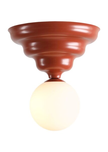 Deckenleuchte Glas Metall Rot Ø23 cm rund E27 elegant