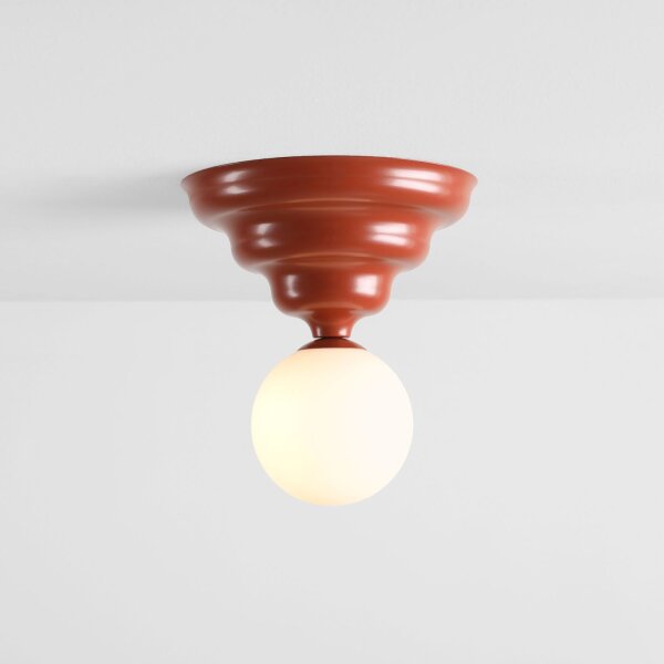 Deckenleuchte Glas Metall Rot Ø23 cm rund E27 elegant