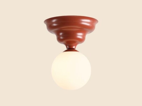 Deckenleuchte Metall Glas Rot Ø17 cm rund E27 blendarm
