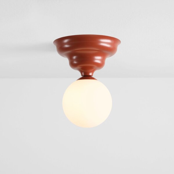 Deckenleuchte Metall Glas Rot Ø17 cm rund E27 blendarm