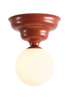 Deckenleuchte Metall Glas Rot Ø17 cm rund E27...