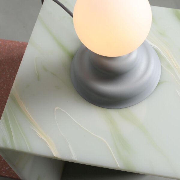 Tischlampe Glas Metall Blaugrau H:21 cm G9 stilvoll