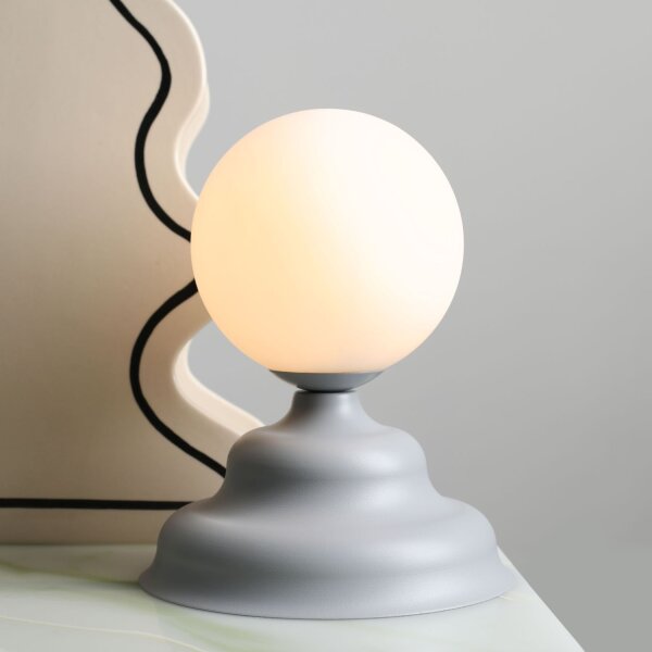 Tischlampe Glas Metall Blaugrau H:21 cm G9 stilvoll