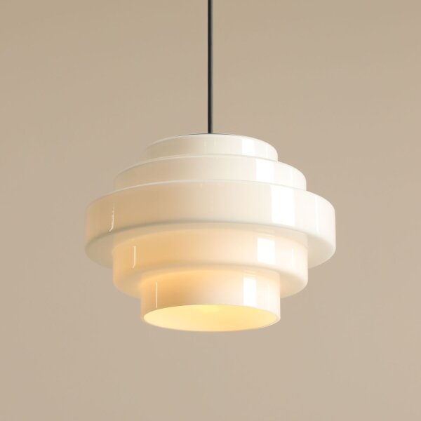Pendelleuchte Glas Weiß B:22 cm E27 elegant blendarm
