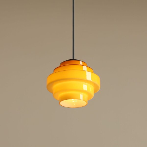 Pendelleuchte Glas Honig B:14 cm G9 dekorativ elegant