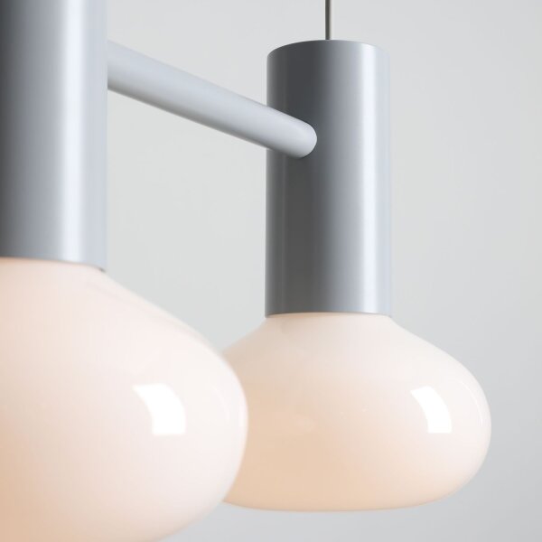 Hängelampe Metall Glas Grau Ø46 cm rund E14 2-flammig