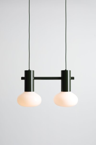 Pendelleuchte Metall Glas Grün L:46 cm E14 2-flammig