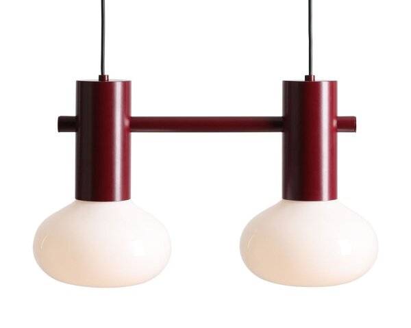 Hängelampe Glas Metall Rot 46 cm E14 2-flammig stilvoll