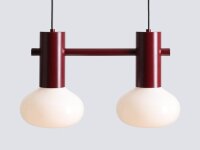 Hängelampe Glas Metall Rot 46 cm E14 2-flammig stilvoll